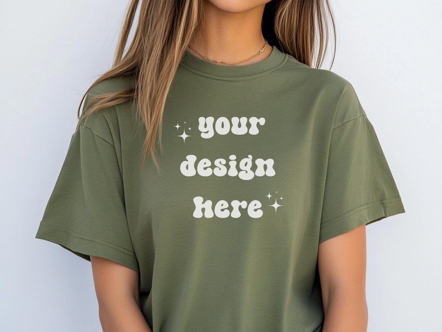 Gildan 5000 Military Green Tshirt Mockup | G500 Green T-shirt Mockup | Gildan Simple Tee | Minimal Green Boho Aesthetic Shirt