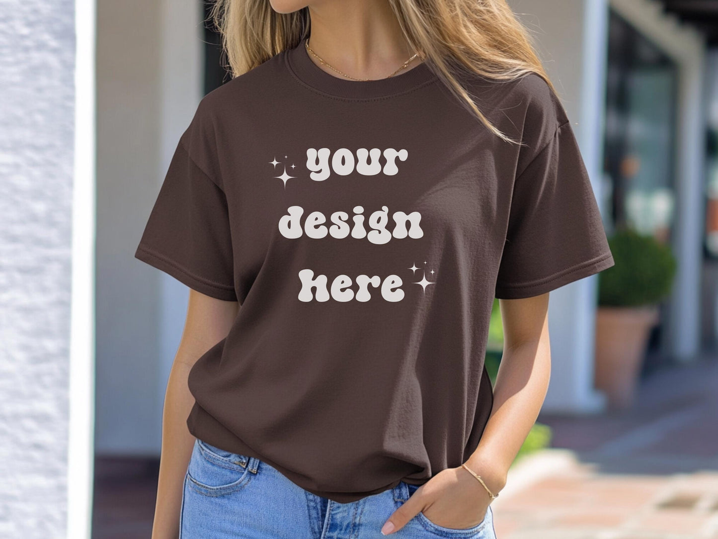 Espresso Comfort Colors 1717 T-Shirt Mockup | Over-Size Shirt Mockup | Digital Mockup | Female Model | POD Mockup | Espresso Shirt Mockup