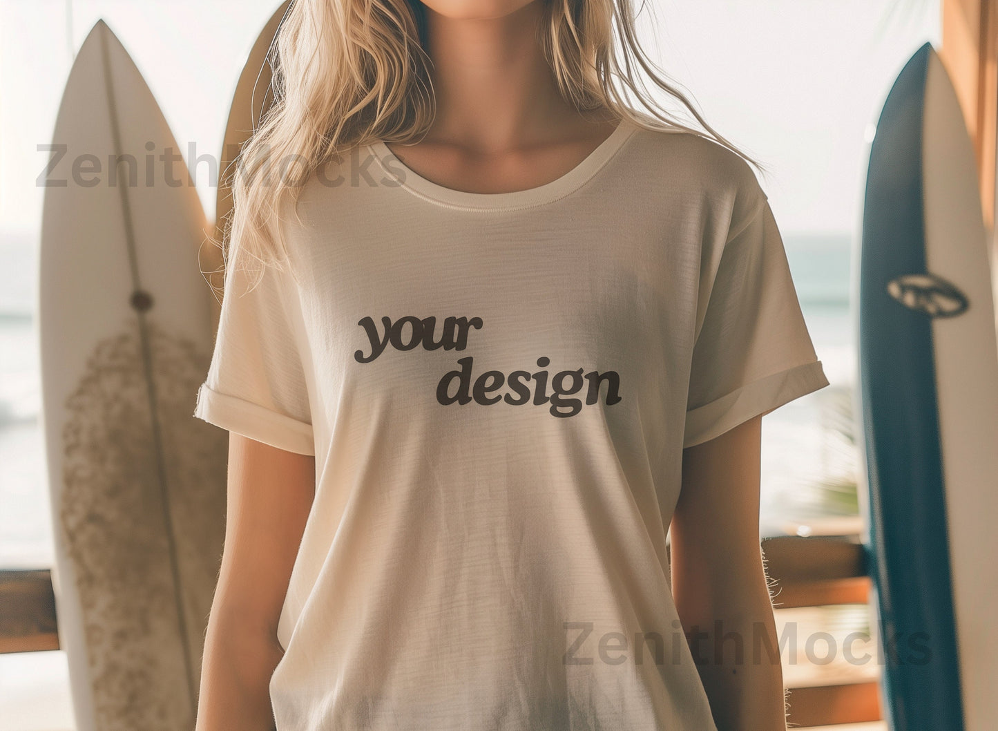 Bella Comfort Colors 1717  White Shirt Mockup, Surf Them T-Shirt Mockup, Beach Mockup, Surfing Style Oversized Shirt Mockup, Casual Wear