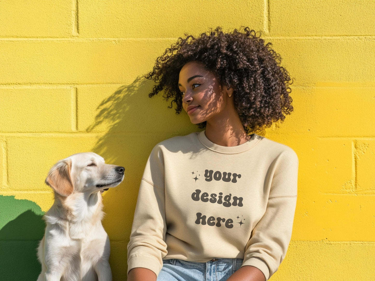 Gildan 18000 Sand Dog Mockup | Dog Shirt Mockup | Mockup With Dog | Pet Mockup