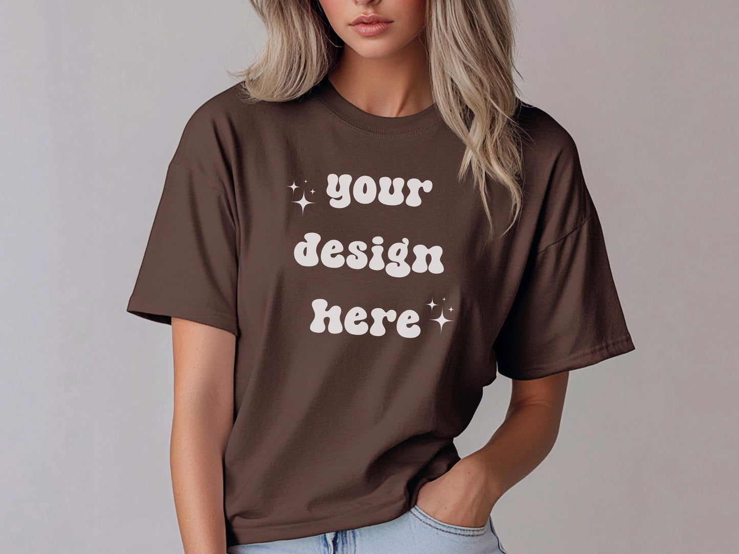 Espresso Comfort Colors 1717 T-Shirt Mockup | Over-Size Shirt Mockup | Digital Mockup | Female Model | POD Mockup | Espresso Shirt Mockup