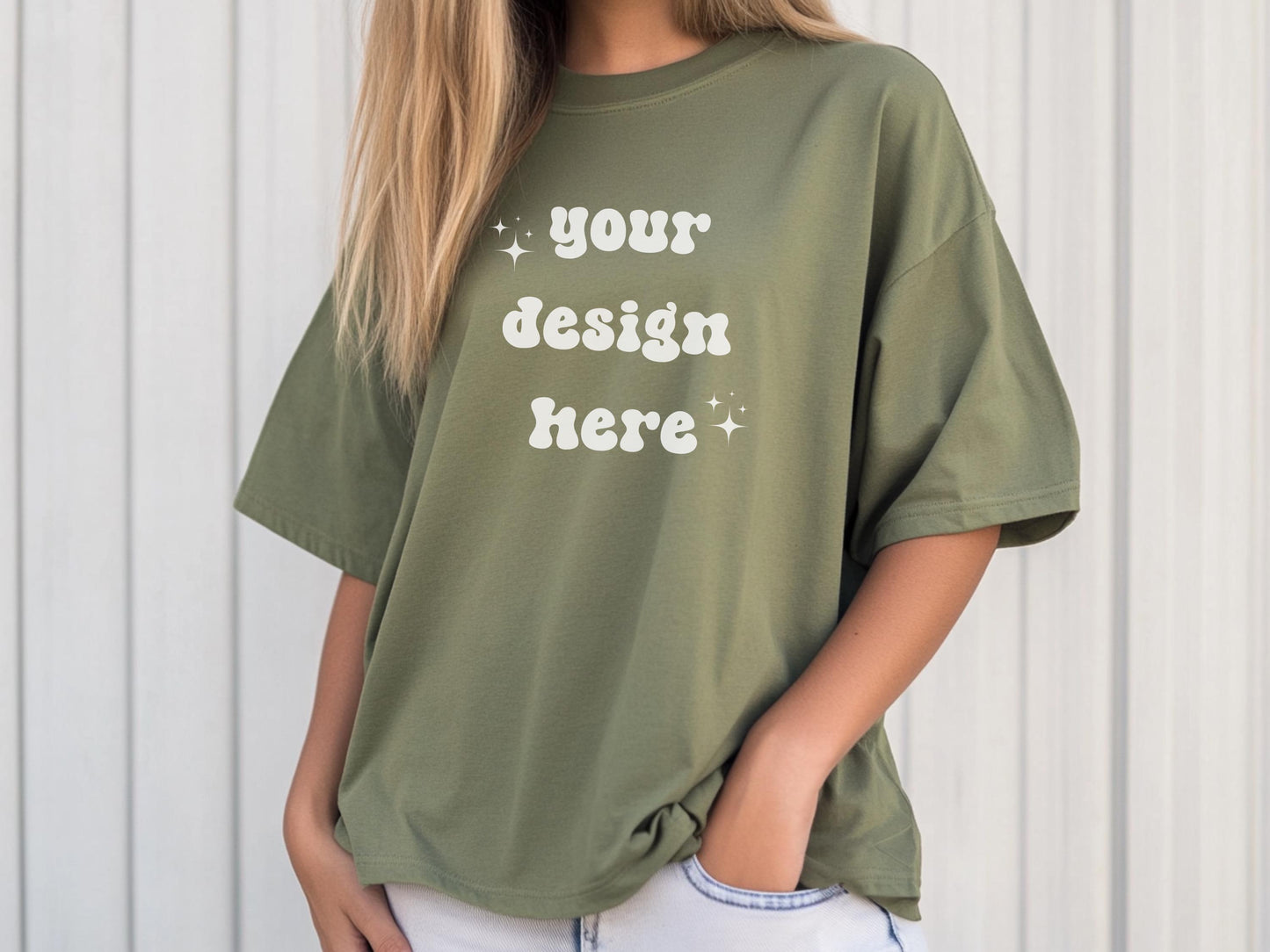 Gildan 5000 Military Green Tshirt Mockup | G500 Green T-shirt Mockup | Gildan Simple Tee | Minimal Green Boho Aesthetic Shirt