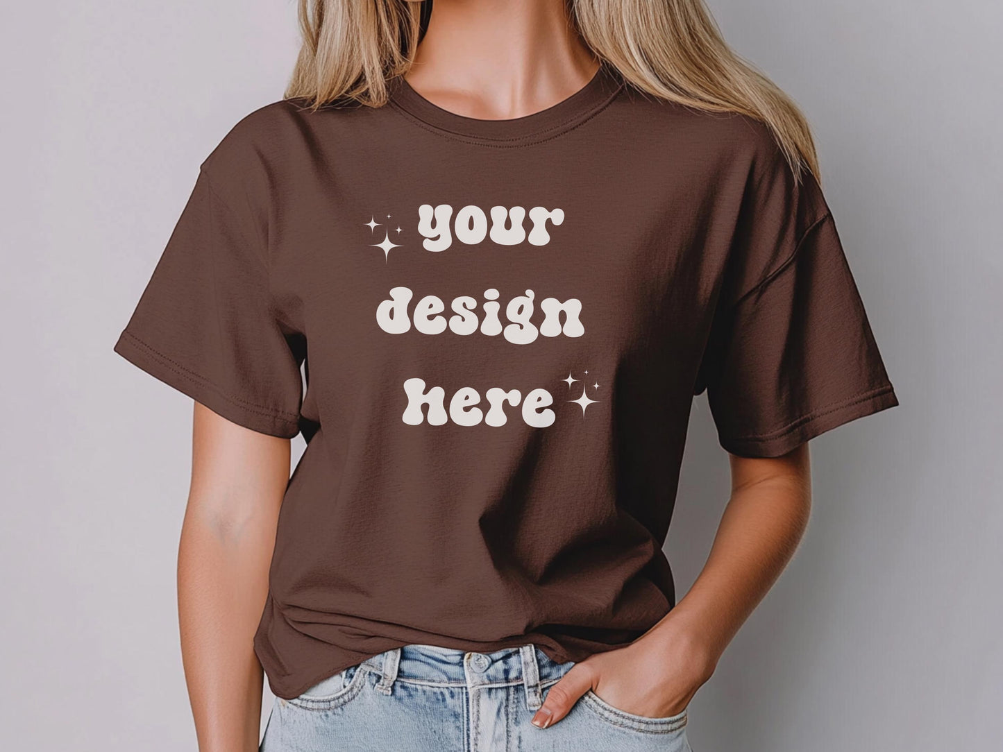 Espresso Comfort Colors 1717 T-Shirt Mockup | Over-Size Shirt Mockup | Digital Mockup | Female Model | POD Mockup | Espresso Shirt Mockup