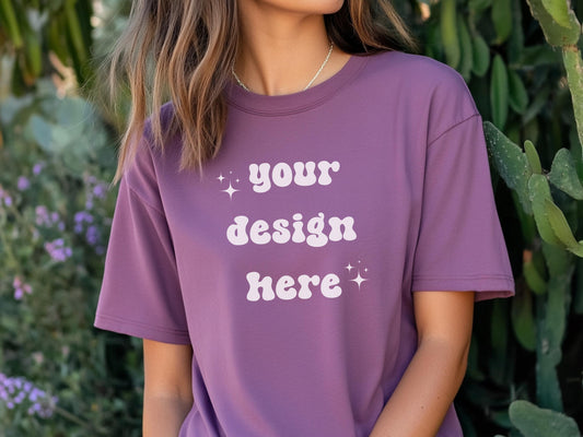 Berry Comfort Colors 1717 T-Shirt Mockup | Over-Size Shirt Mockup | Digital Mockup | Female Model | POD Mockup | Berry Shirt Mockup